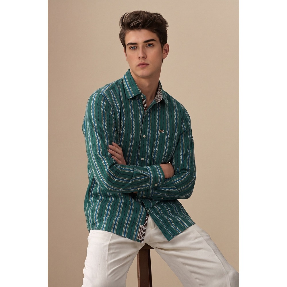 Enyce Button Down Shirt Mens XXL Green Striped Long Sleeve Streetwear Cotton